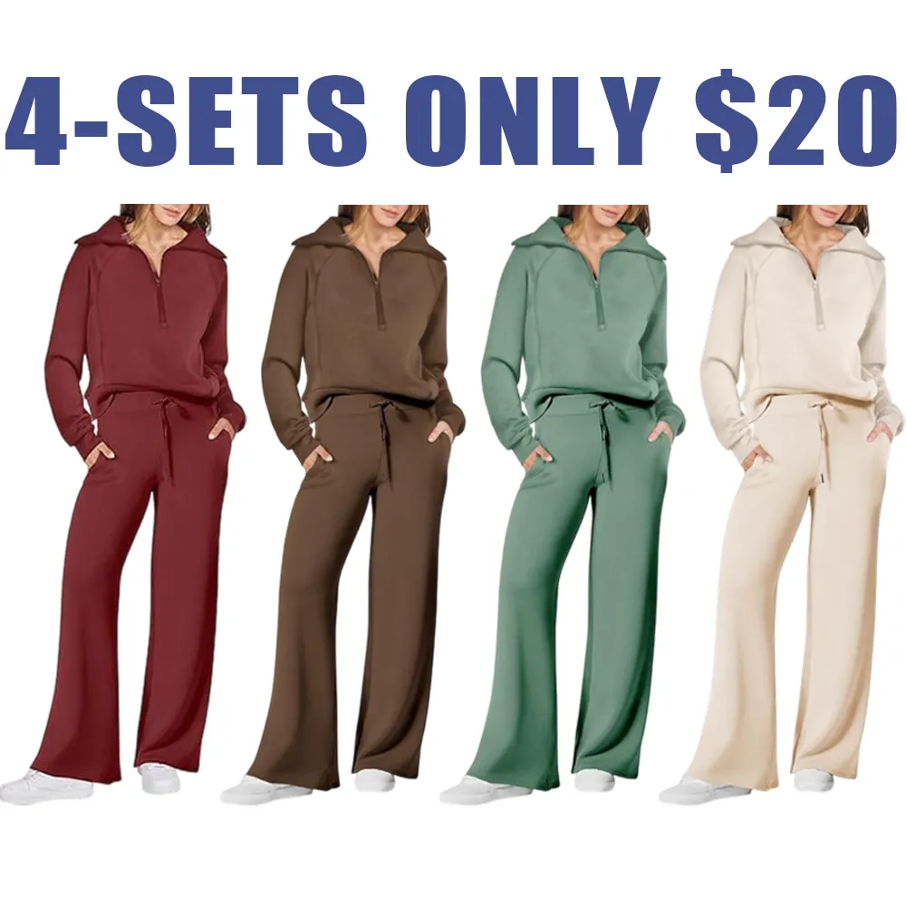 Women's 2-Piece Oversized Sweatsuit – Sweatshirt & Sweatpants Lounge Set.