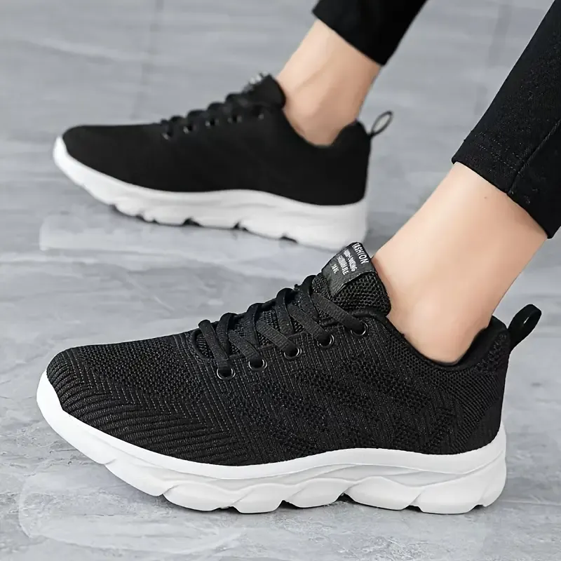 Comfortable Striped Fabric Low Top Sneakers - Lightweight, Breathable, Embroidered, Lace Up, EVA Sole, Fabric Inner and Insole - Perfect for Casual Outdoor Activities All Season
