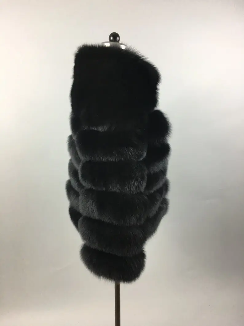 Black Fox Fur Waist Length Jacket