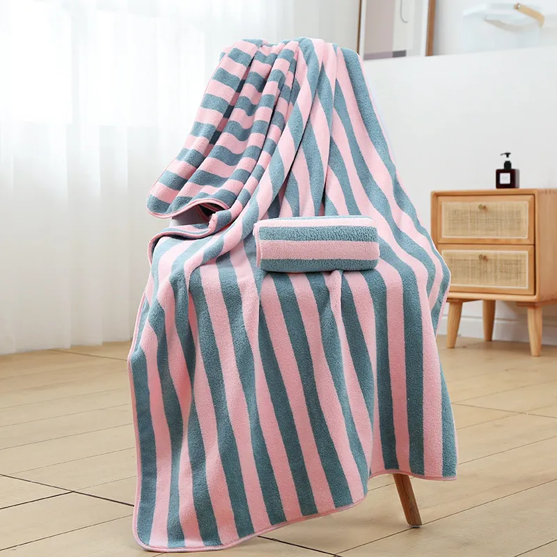Dark Grey Striped Contrast Beach Blanket