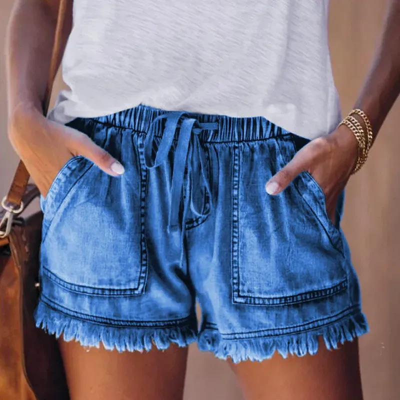 Womens Casual Denim Shorts with Pockets Cotton Jean Short