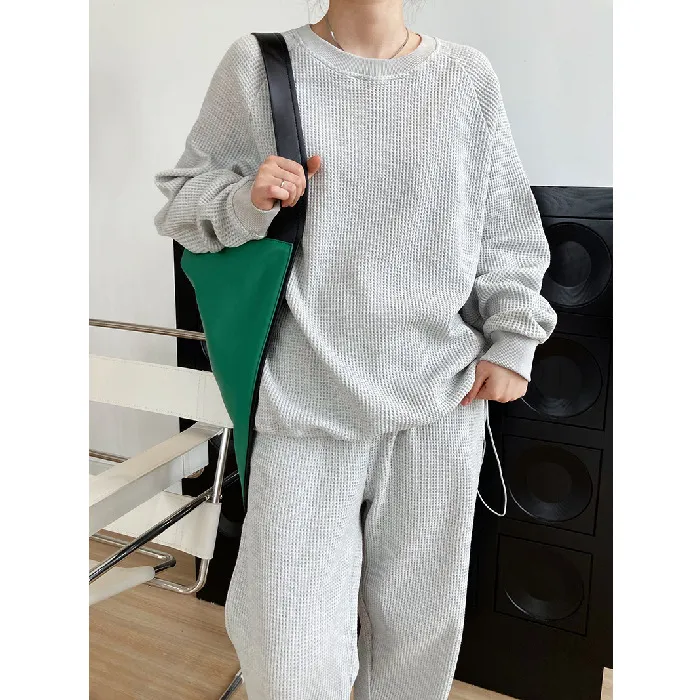 Waffle loose fashion casual sports suit
