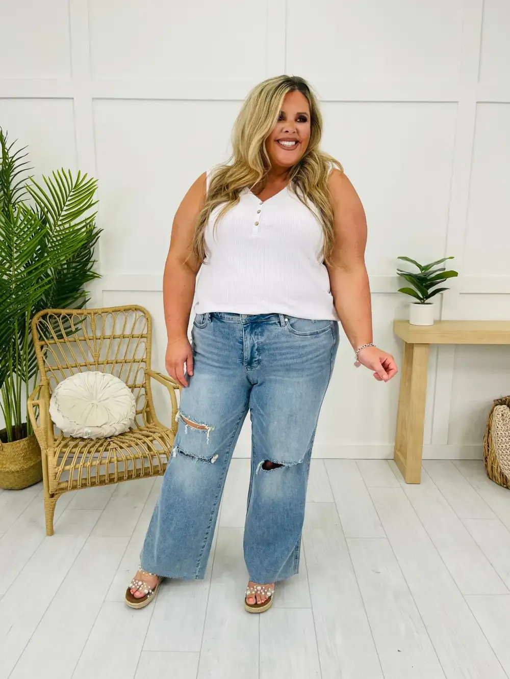 Judy Blue Play It Cool Tummy Control Wide Leg Jeans