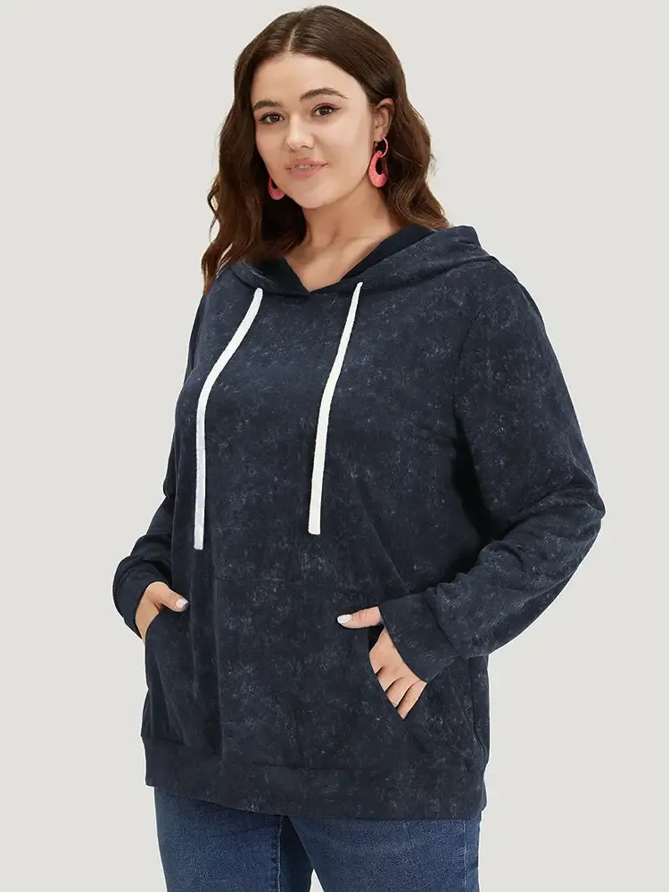 Hooded Ties Pocket Elastic Cuffs Sweatshirt