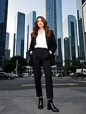 Women's Black Leather Ankle Boots - Warm Fur Lined Mid Heel Winter Booties with Side Zipper and Buckle for Cold Weather, Work & Outdoor Wear