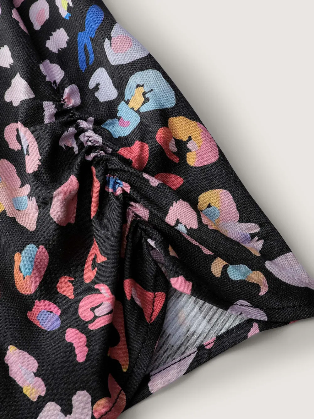 Rayon Leopard Print Drape Sleeve Midi Dress