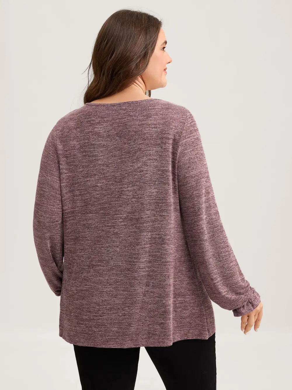 Round Neck Heather Pleated T-shirt