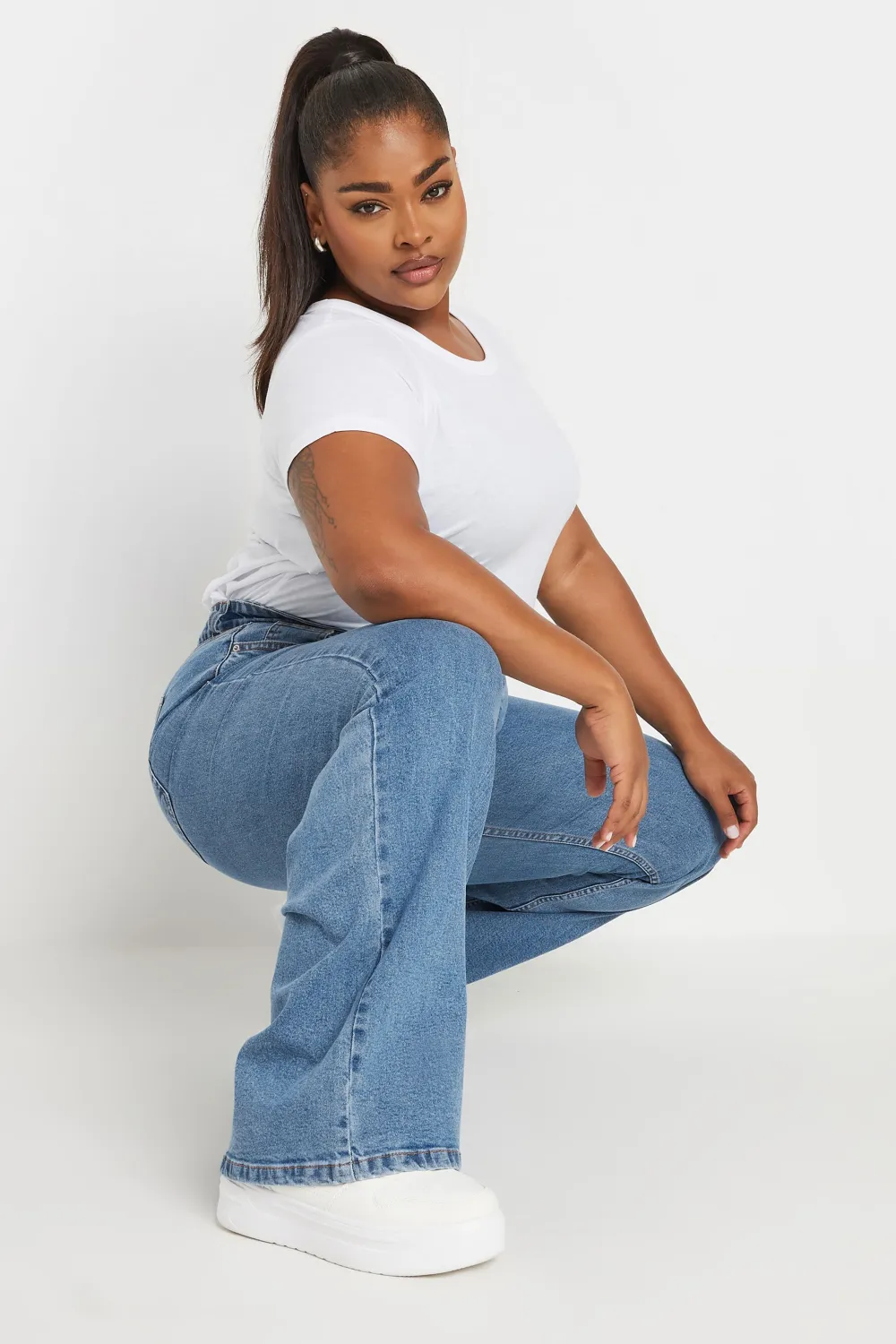 YOURS Curve Indigo Blue Wide Leg Denim Jeans
