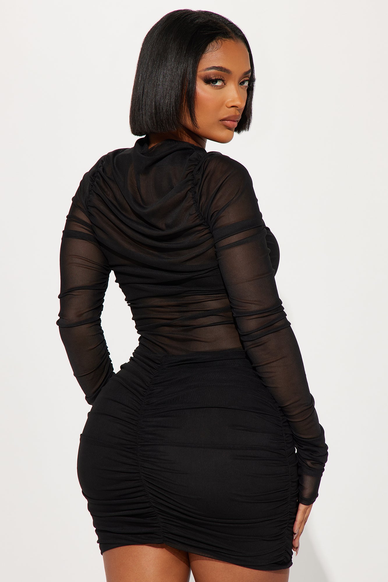 Quinn Mesh Mini Dress - Black