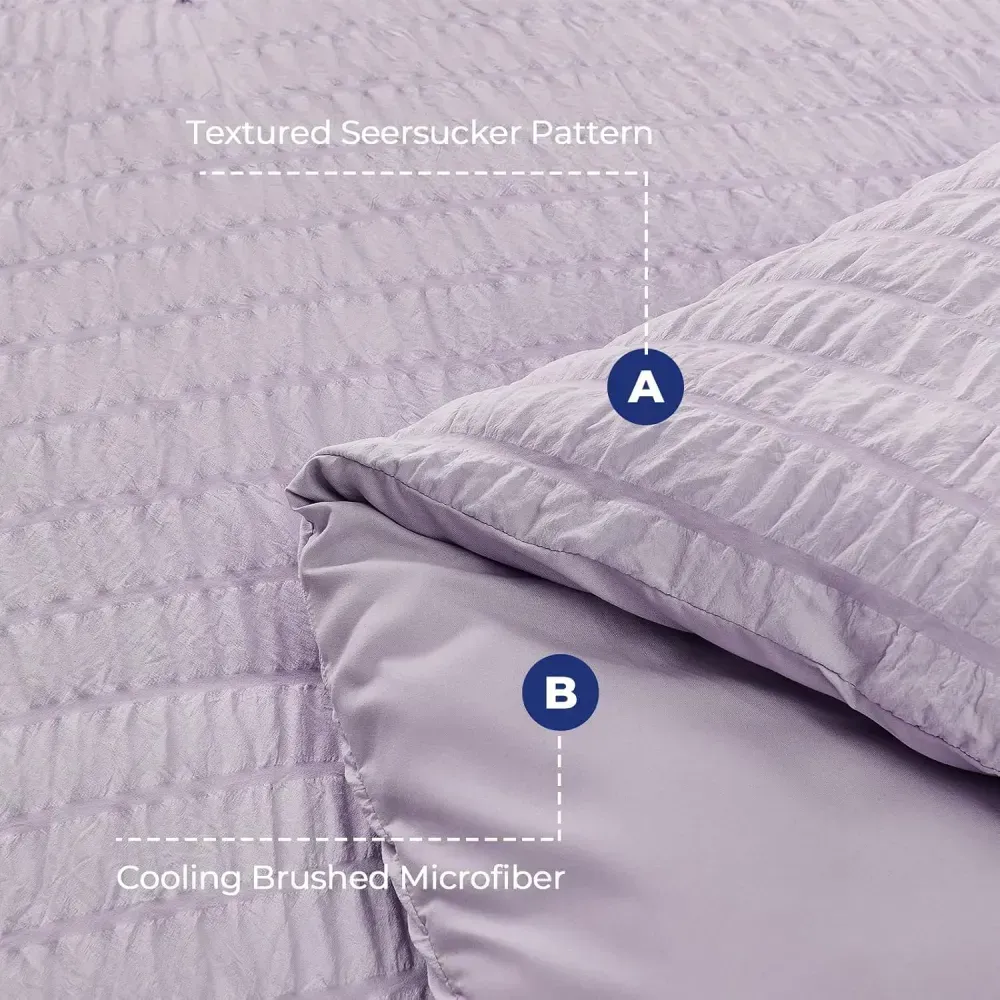 Queen Comforter Set Seersucker 7 Pieces, All Season Luxury Bed in a Bag for Bedroom, Bedding Set with Comforters, Sheets, Pillowcases & Shams, Dark Grey