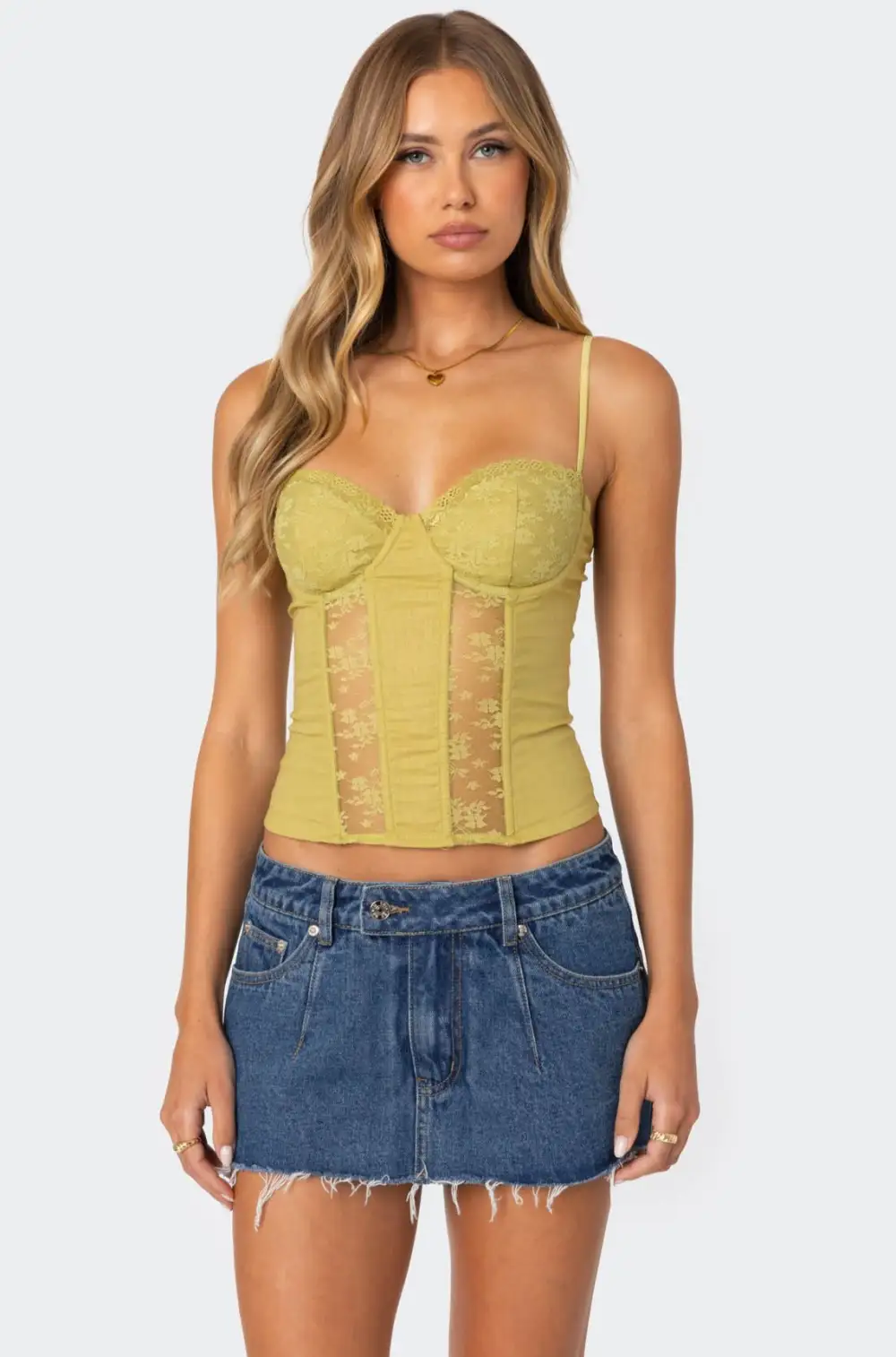 Avena Linen Look Lacey Corset