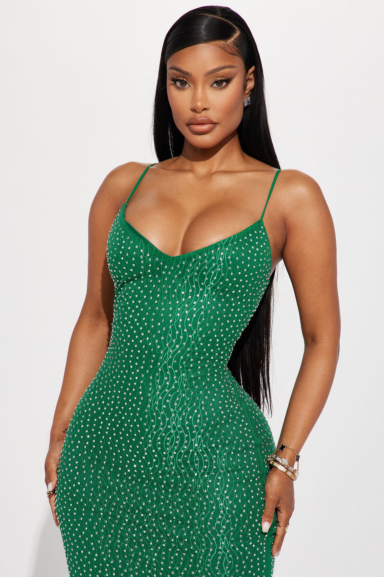 Twilight Zone Mesh Midi Dress - Green