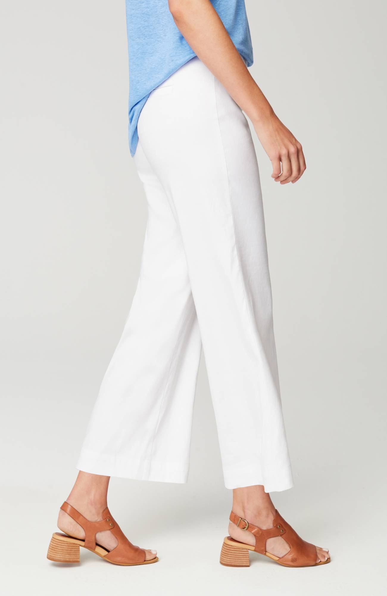 linen-stretch wide-leg crops