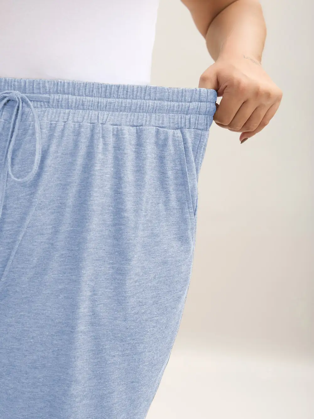 Mixed Color Knit Drawstring Loungewear Bottoms