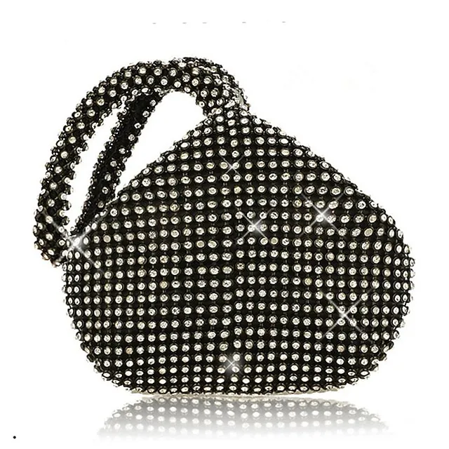 Women's Clutch Evening Bag for Evening Bridal Wedding Party with Rhinestone Solid Color in Silver Black Gold