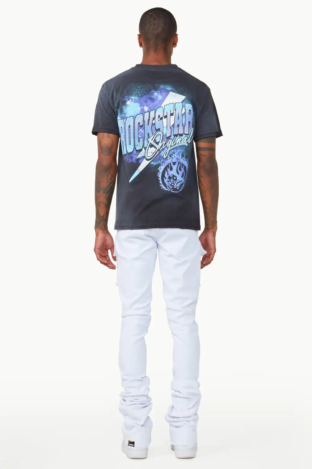 Nello White Super Stacked Flare Jean