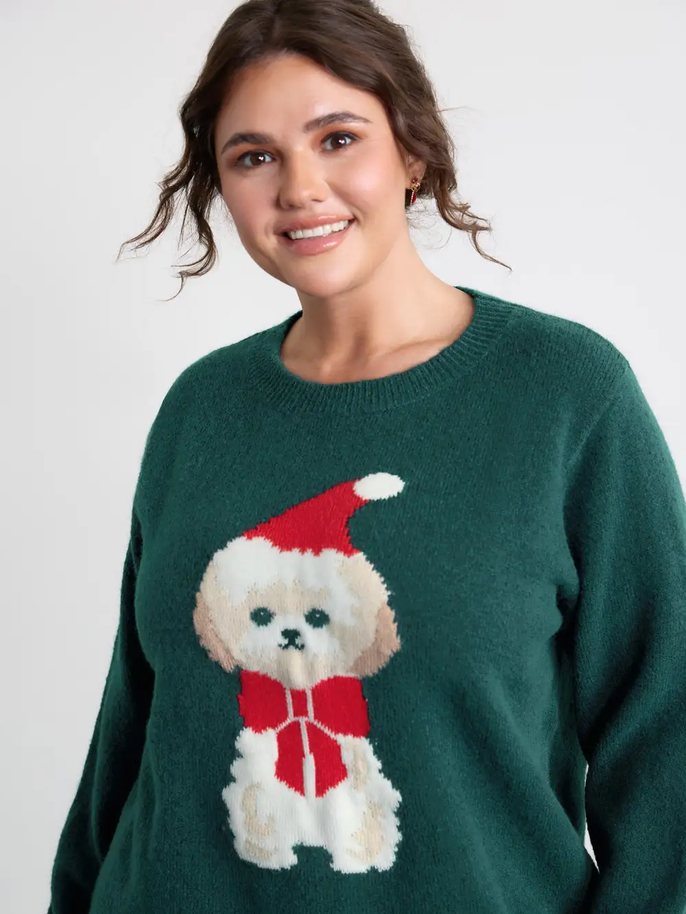 Festive Puppy Jacquard Pattern Pullover