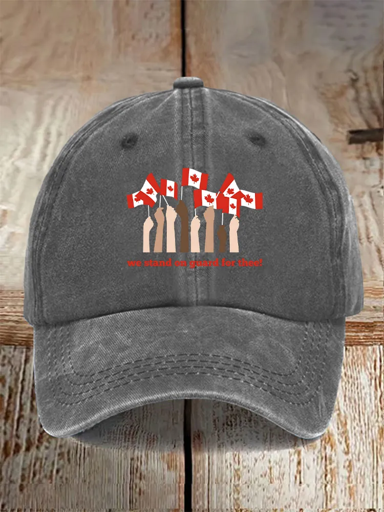 Men And Women's We Stand On Guard For Thee Washed Baseball Cap
