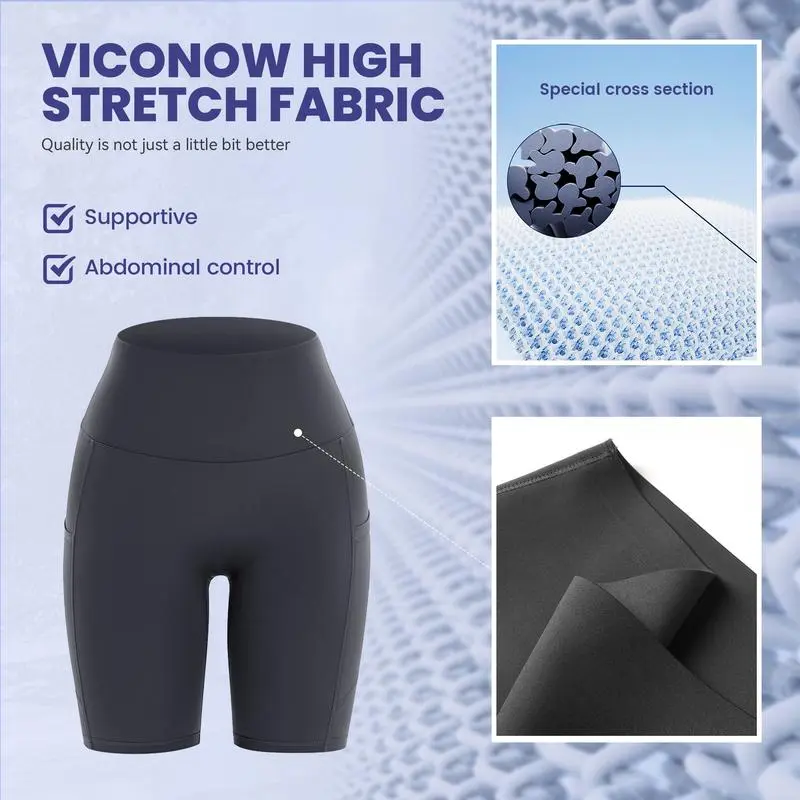 Women's High Waist Biker Shorts – Tummy Control Yoga Shorts with Pockets, Breathable for Summer