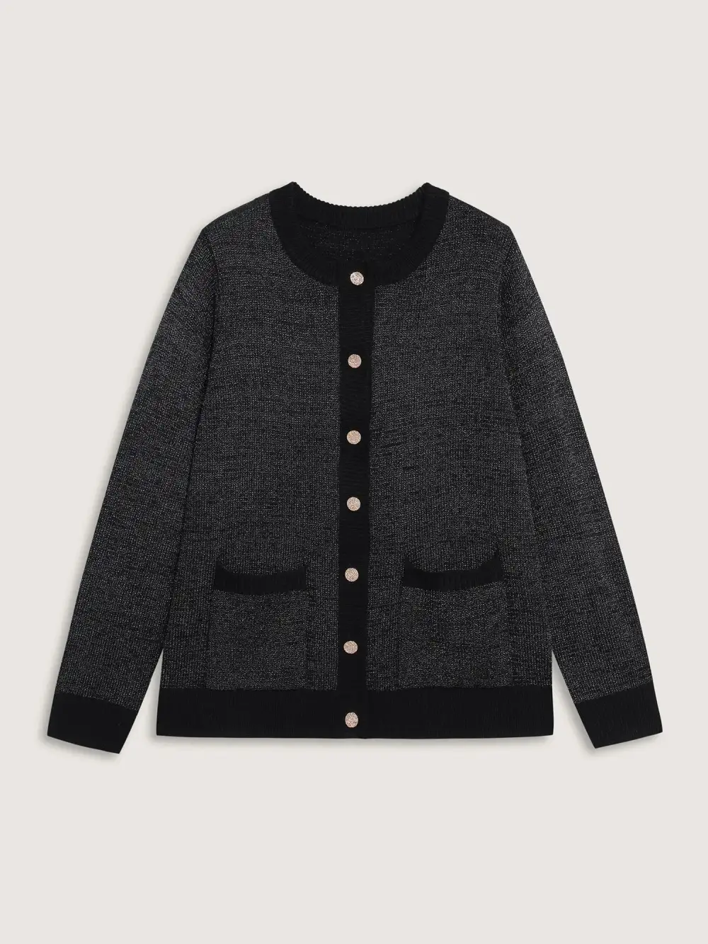 Patch Pockets Textured Button Knit Cardigan