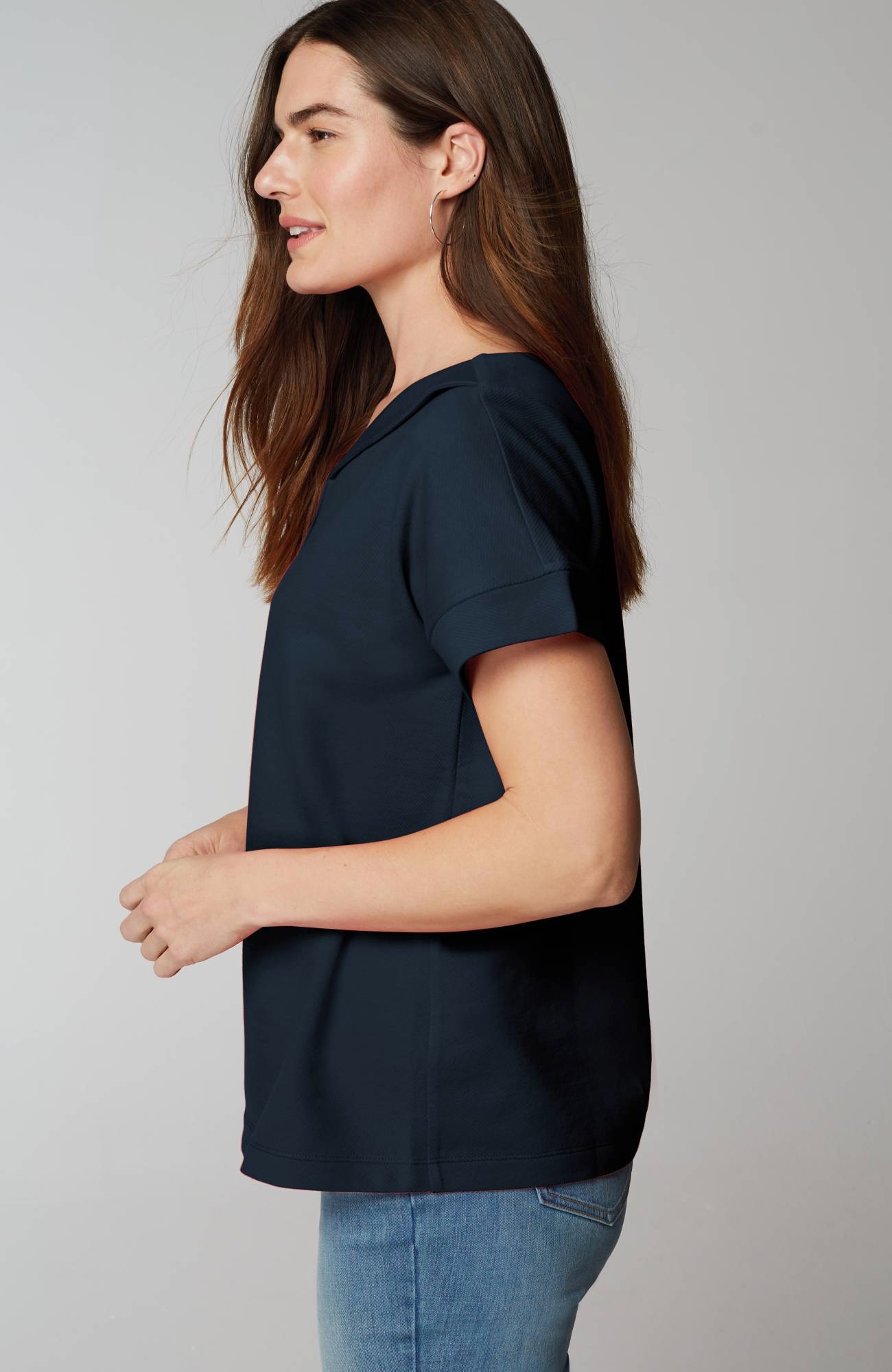 Collared Short-Sleeve Sweatshirt
