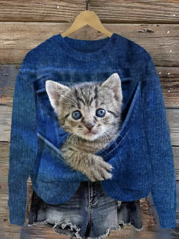 Knitted Maple Leaf Simple Sweater