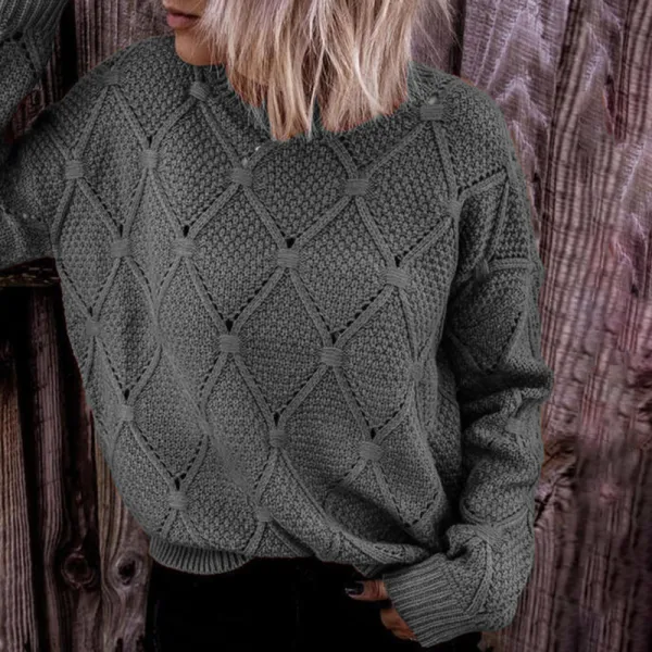 Vintage Crew Neck Solid Color Sweater