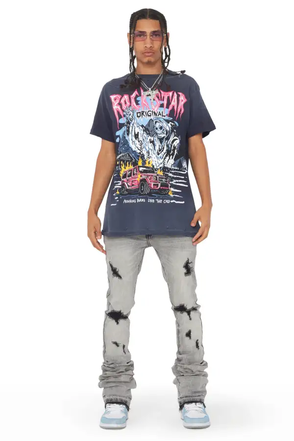 Huxley Light Grey Super Stacked Flare Jean