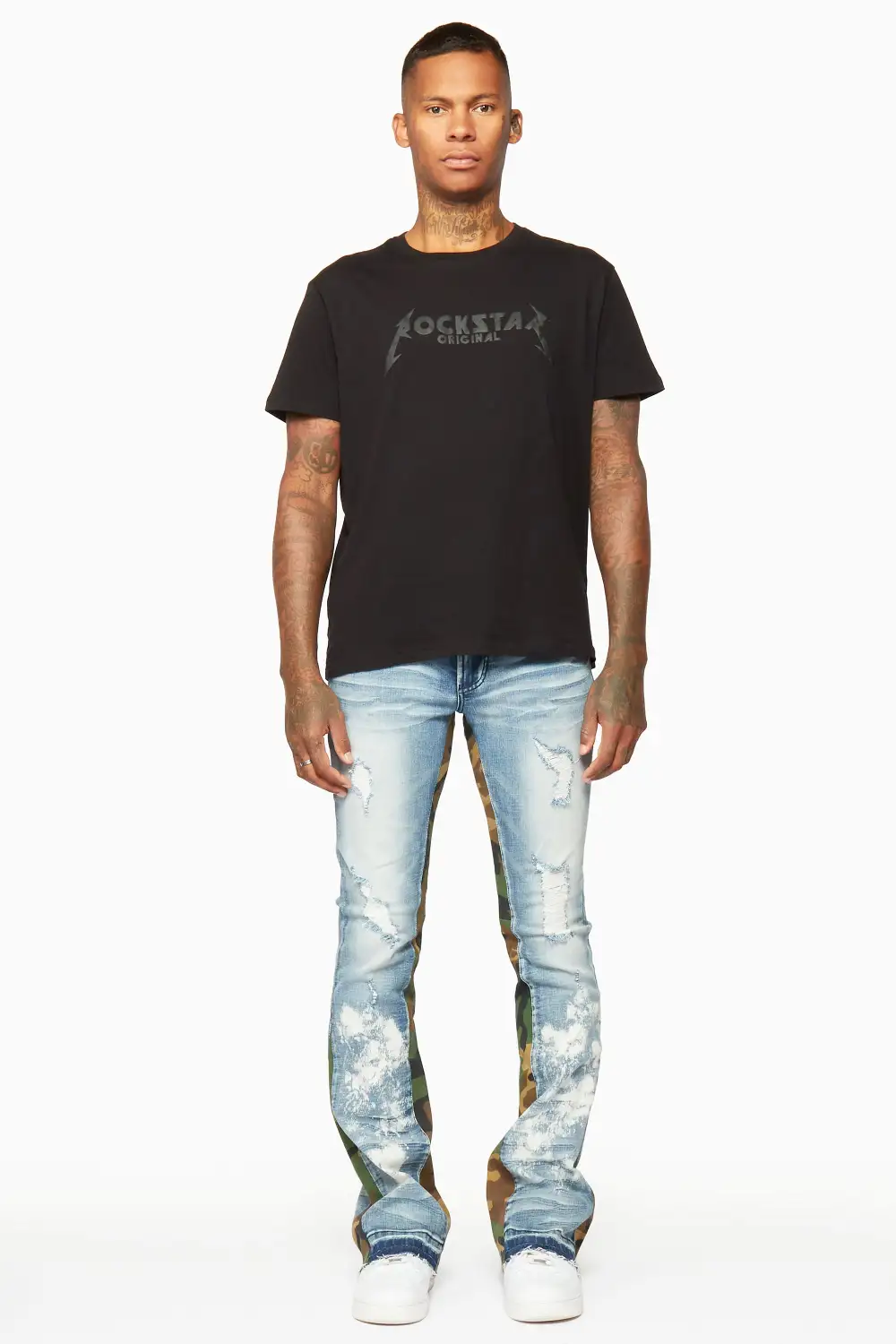 Strass Blue Stacked Flare Jean