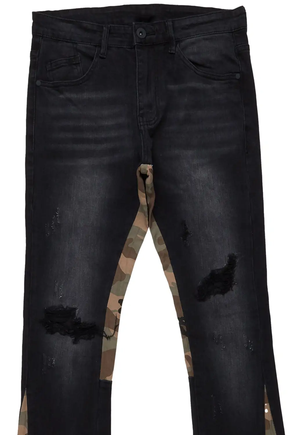 Marlon Black Stacked Flare Jean