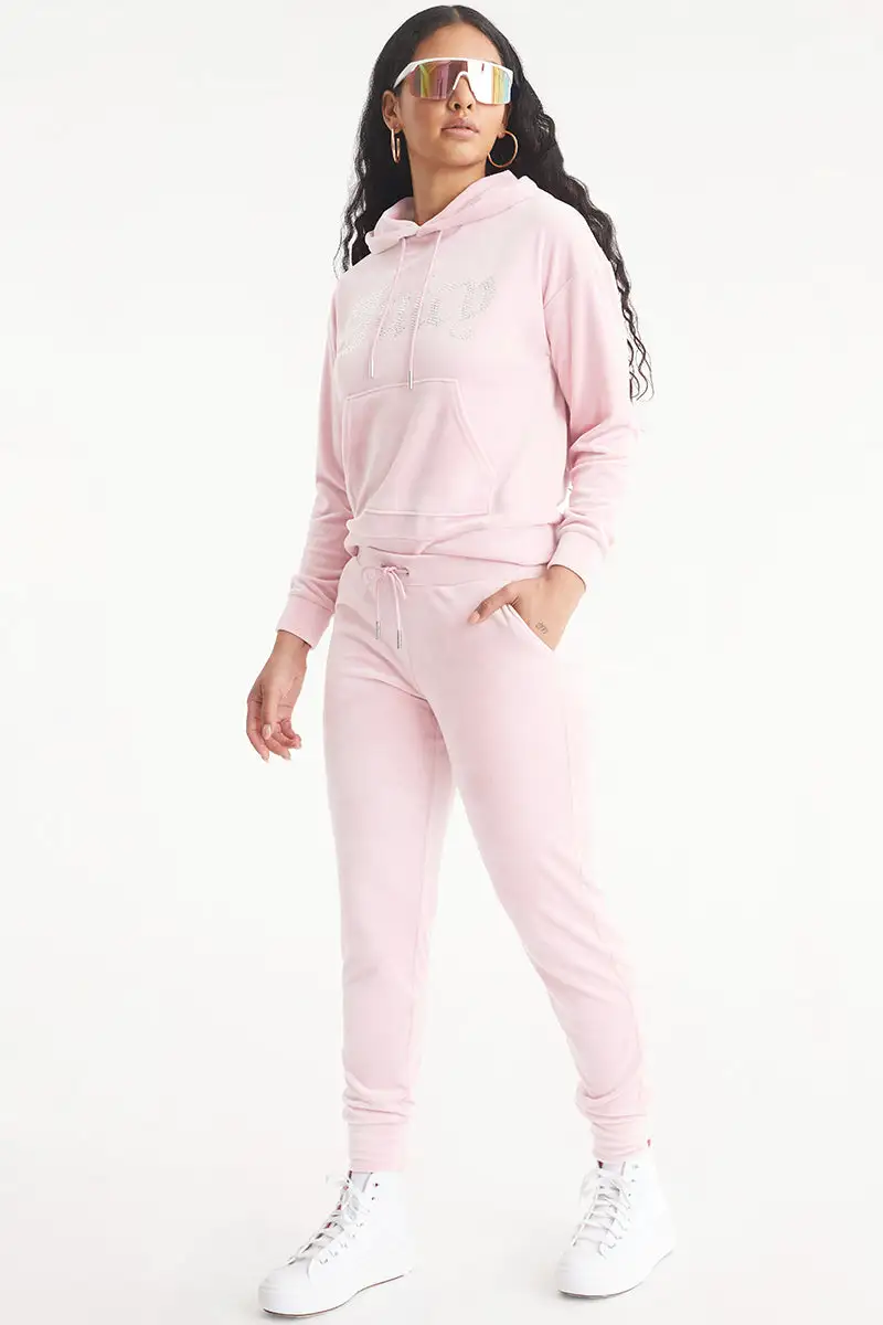 Oversized Big Bling Velour Hoodie