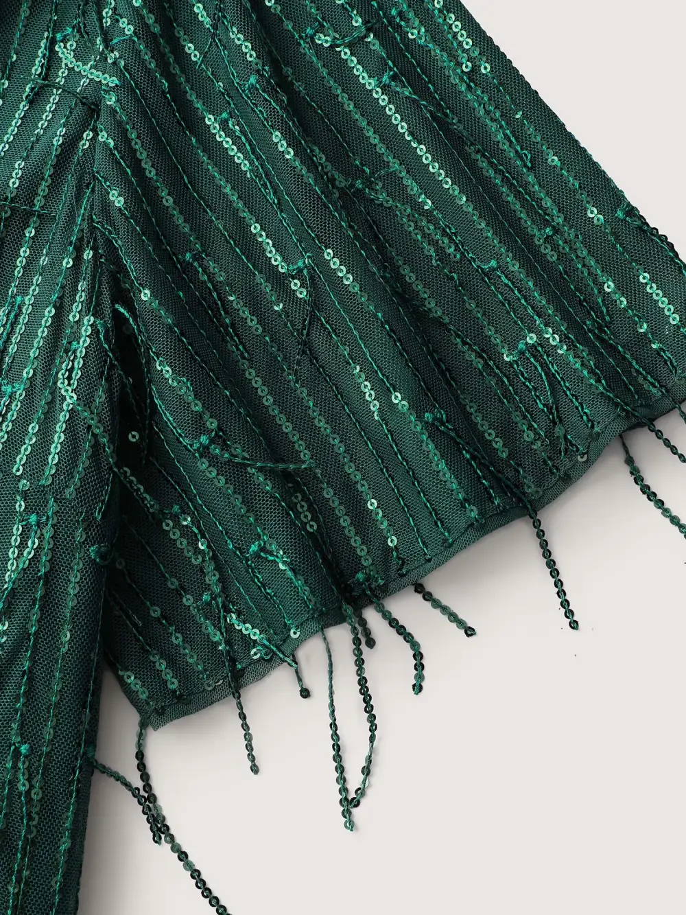 Fringe Sequin Flutter Sleeve Mini Dress