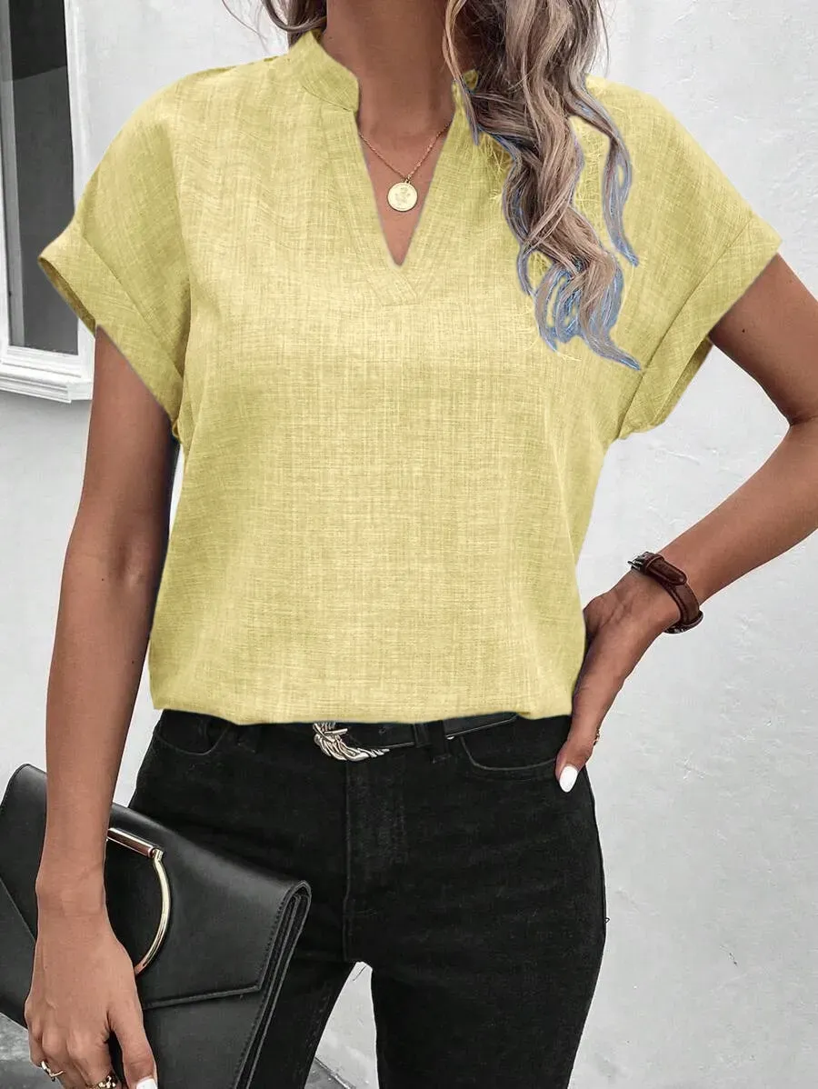 ✨Women's Summer V-neck Casual Short-sleeved Basic Tops