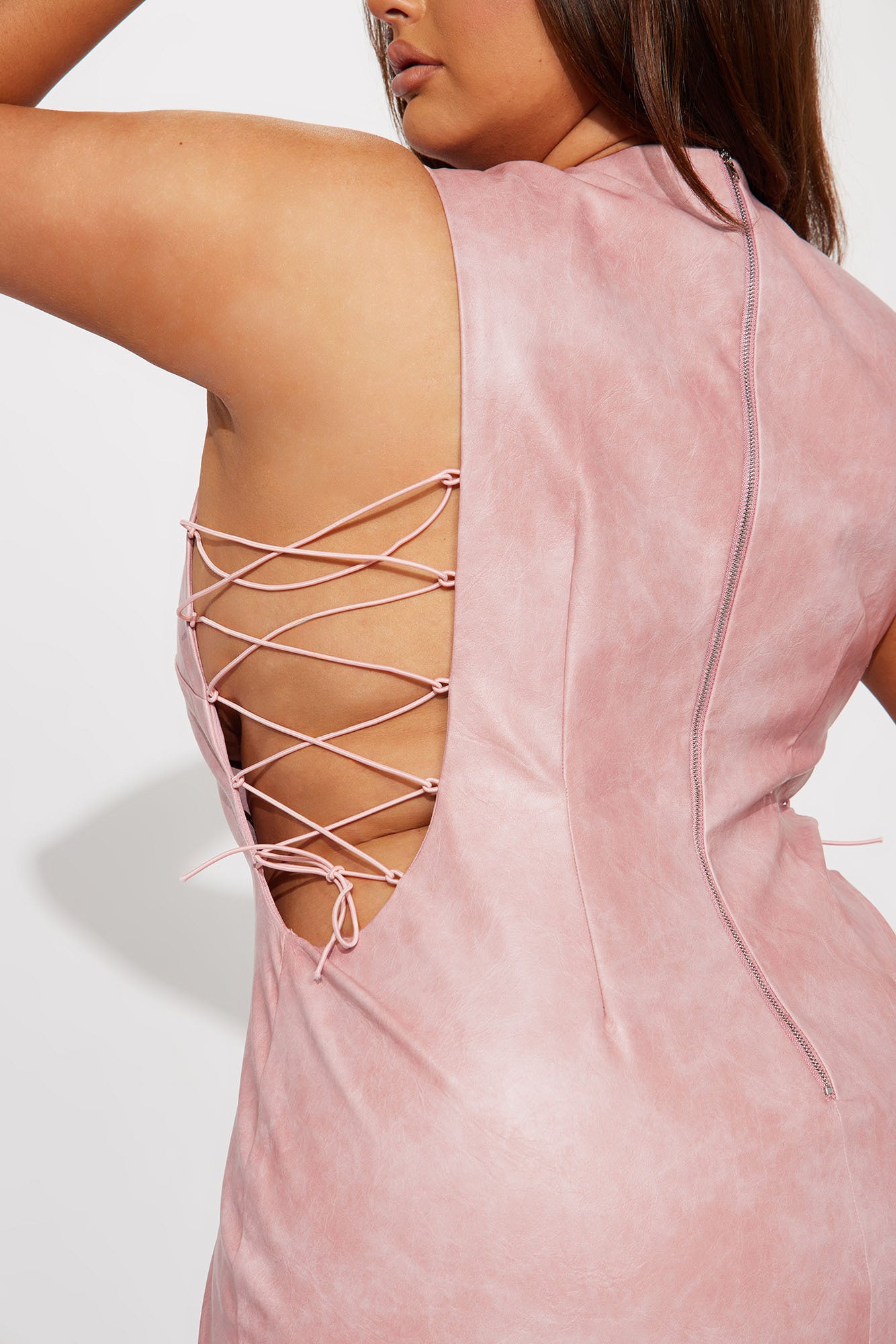 Trinity Leather Maxi Dress - Pink