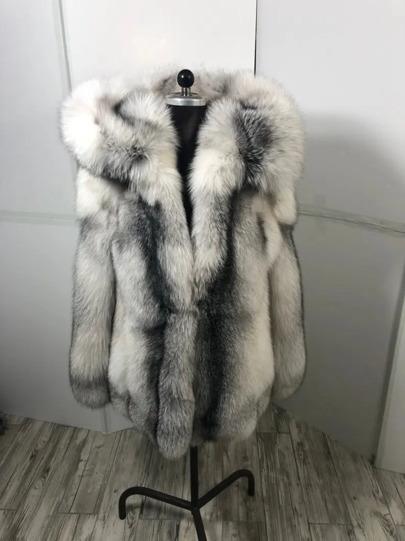 Platinum Fox Fur Coat Women's
