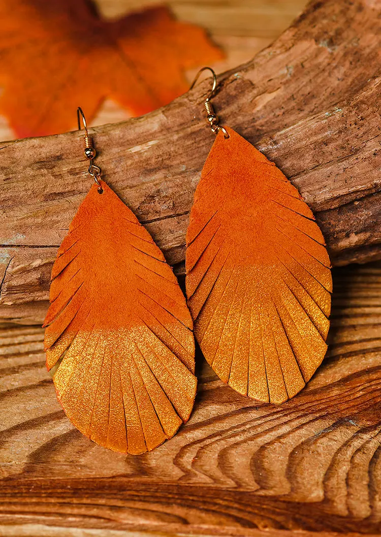 Color Block Leaf Hook Earrings