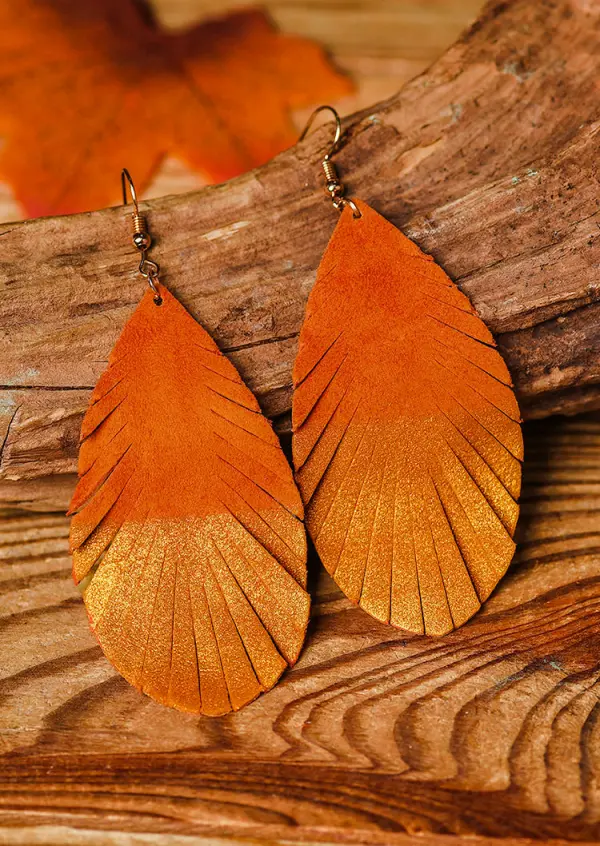 Color Block Leaf Hook Earrings