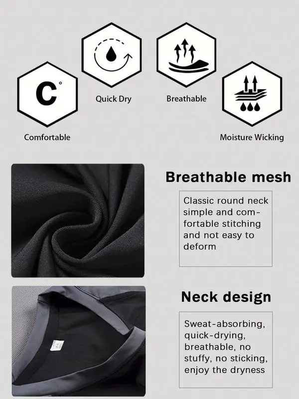 5-Pack Men's Long Sleeve Shirts – Quick Dry, Moisture-Wicking, Breathable, UV Protection, Slim Fit for Sports & Outdoor