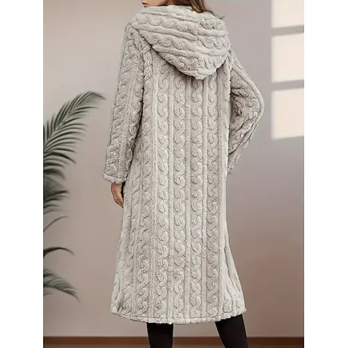 Women's Fleece Jacket Casual Jacket Hoodie Jacket Comfortable Breathable Zipper Pocket Casual Solid Color Vacation Street Casual Daily Wear Zipper Regular Hooded Regular Fit Long Sleeve Outerwear