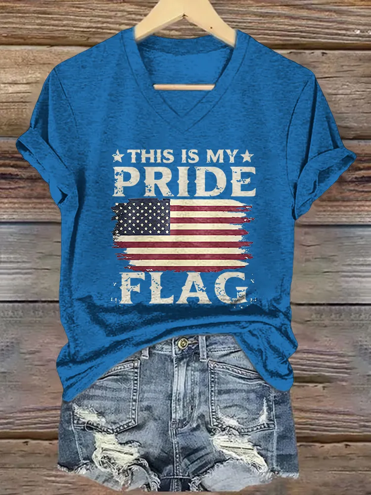 Women's This Is My Pride Flag Print Short Sleeve Round Neck Cotton T-Shirt