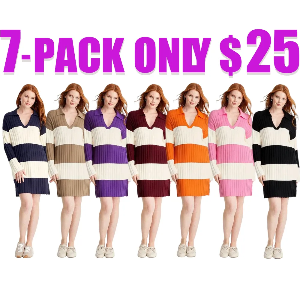 Women's Long Sleeve Rugby Mini Sweater Dress