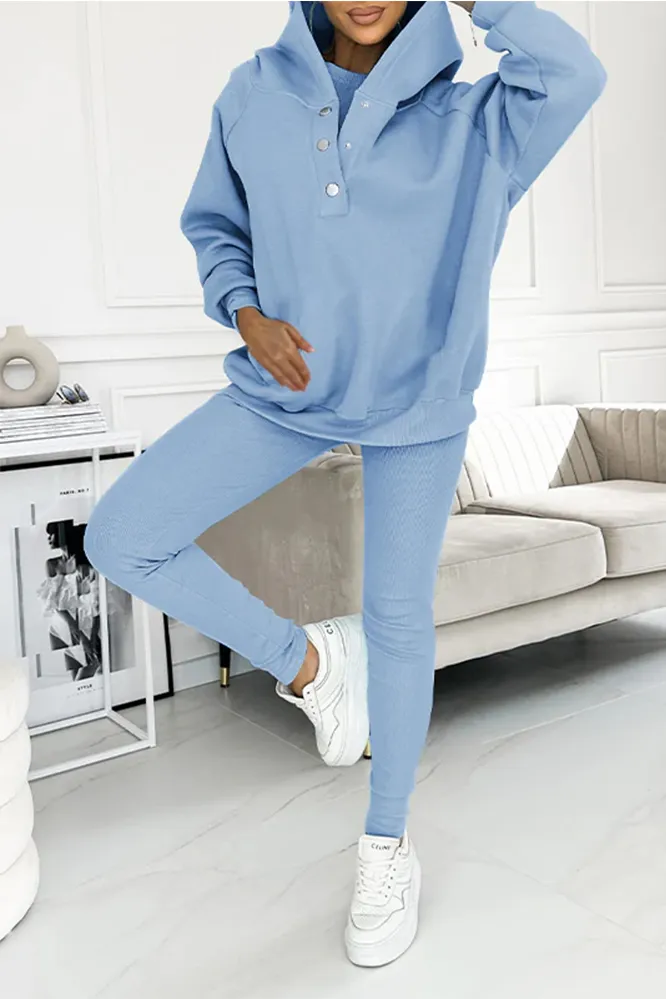 Women's casual fashion vest & hooded sweatshirt and slim pants three-piece set