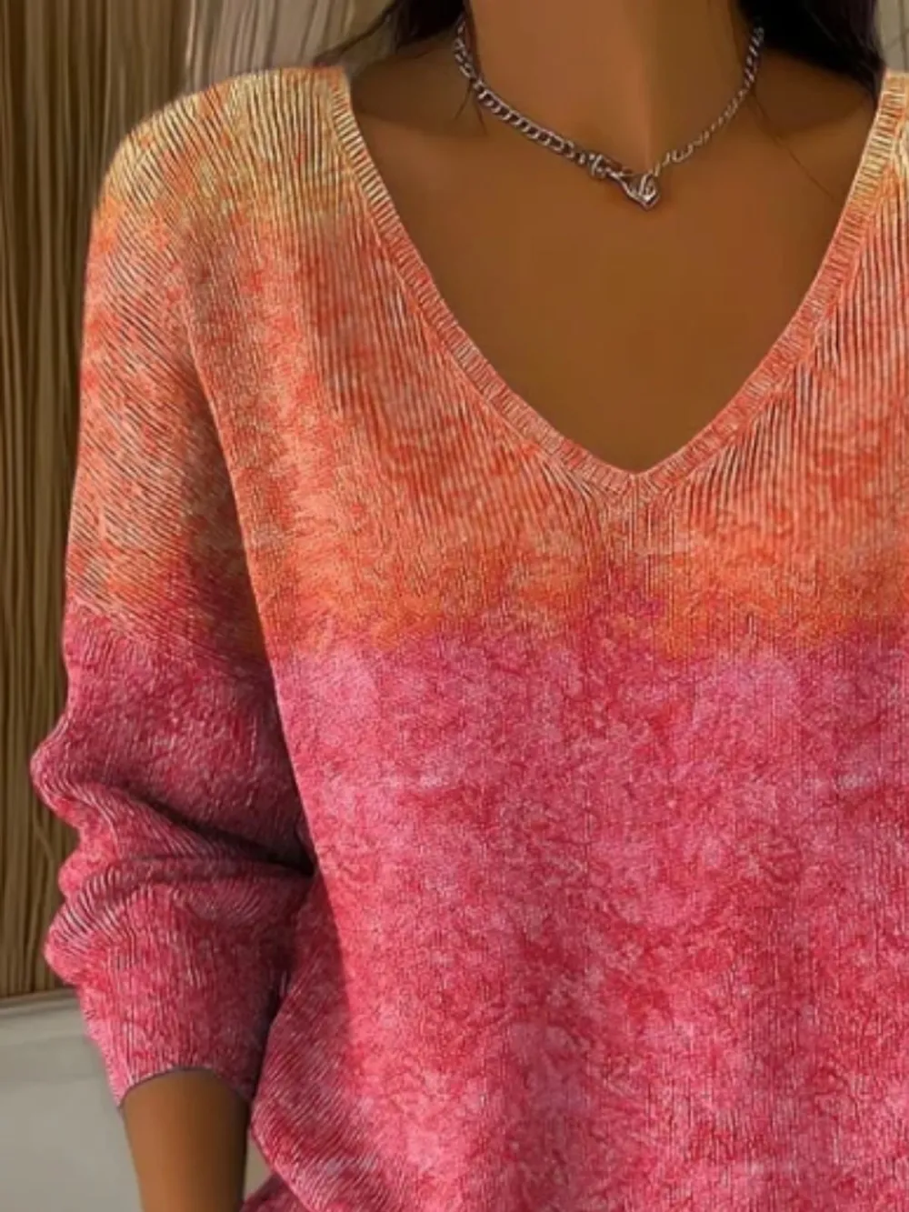 V Neck Cotton Casual Sweater