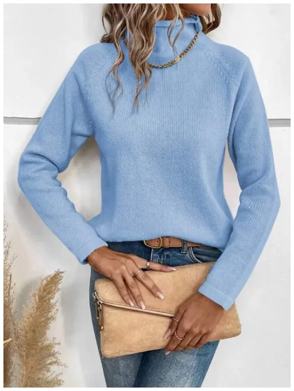 High Neck Raglan Sleeve Sweater