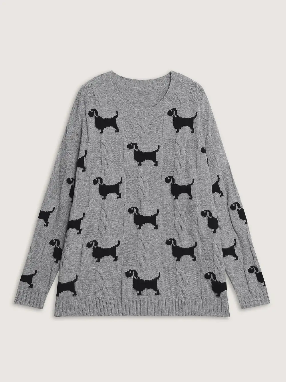 Supersoft Textured Dog Print Pullover