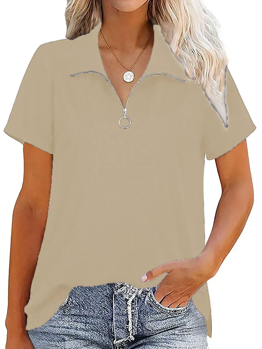 Loose Casual Solid Color Short-sleeved T-shirt