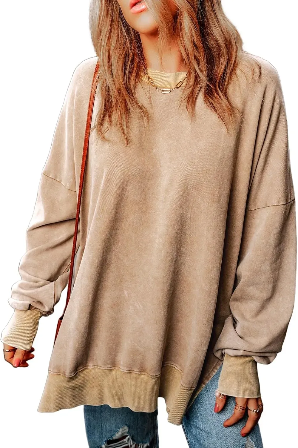 ✨Womens Casual Long Sleeve Crewneck Lightweight Pullover Tops