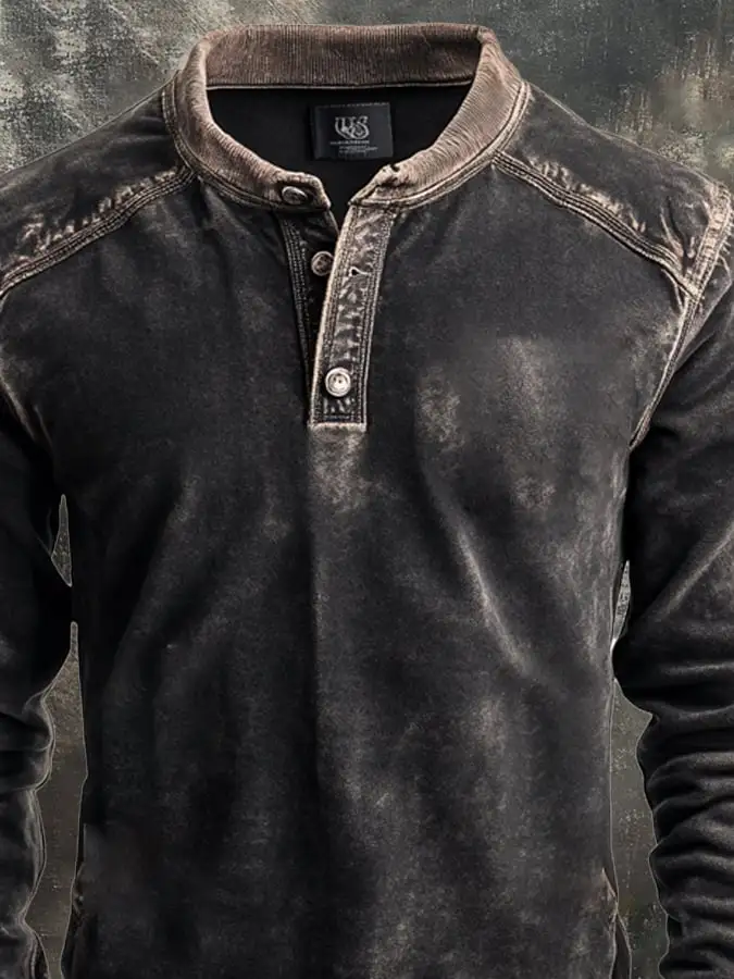 Men's Vintage Comfort Henley Sweatshirt