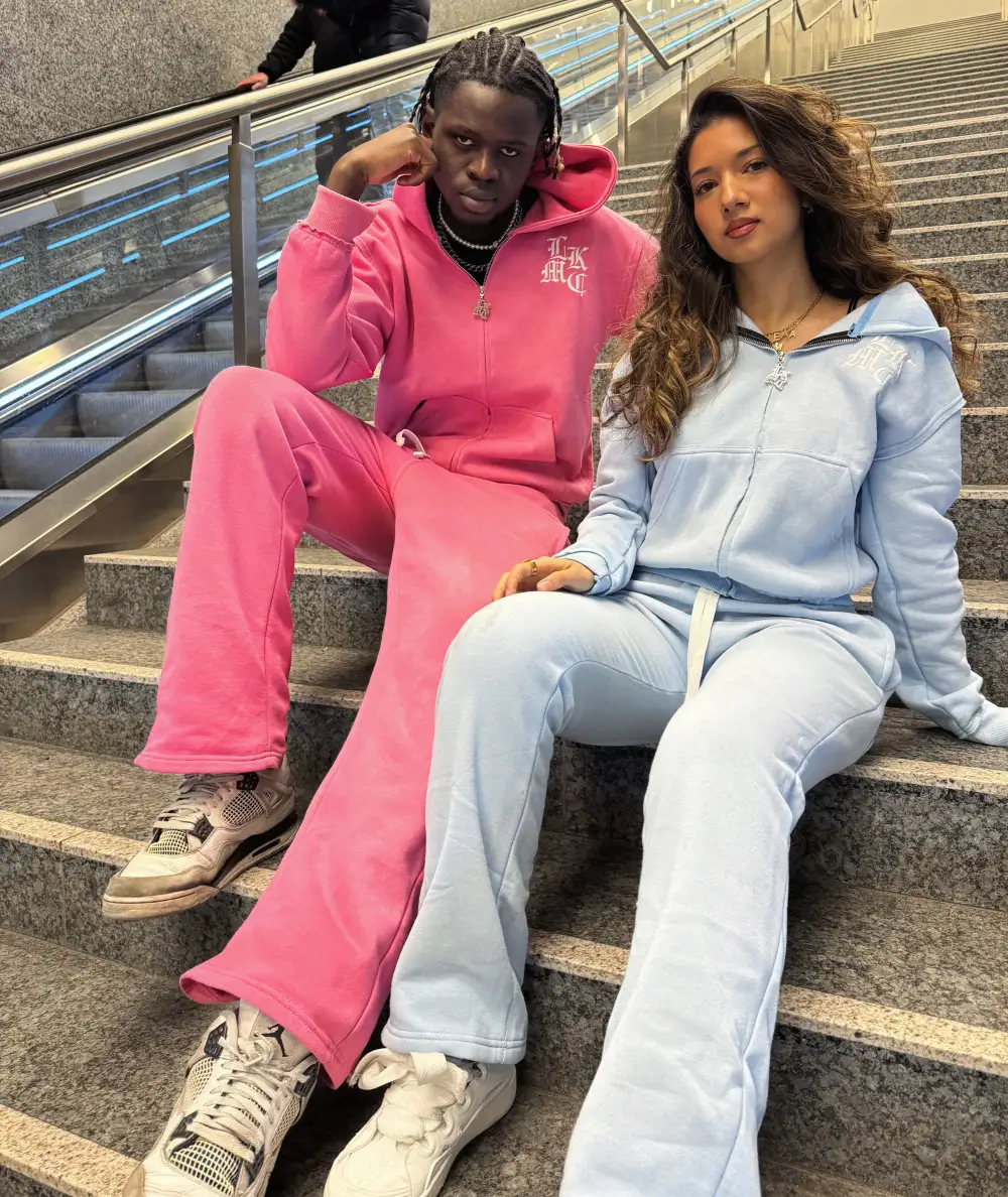 Distressed Zip Hoodie Baby Blue (Female version)