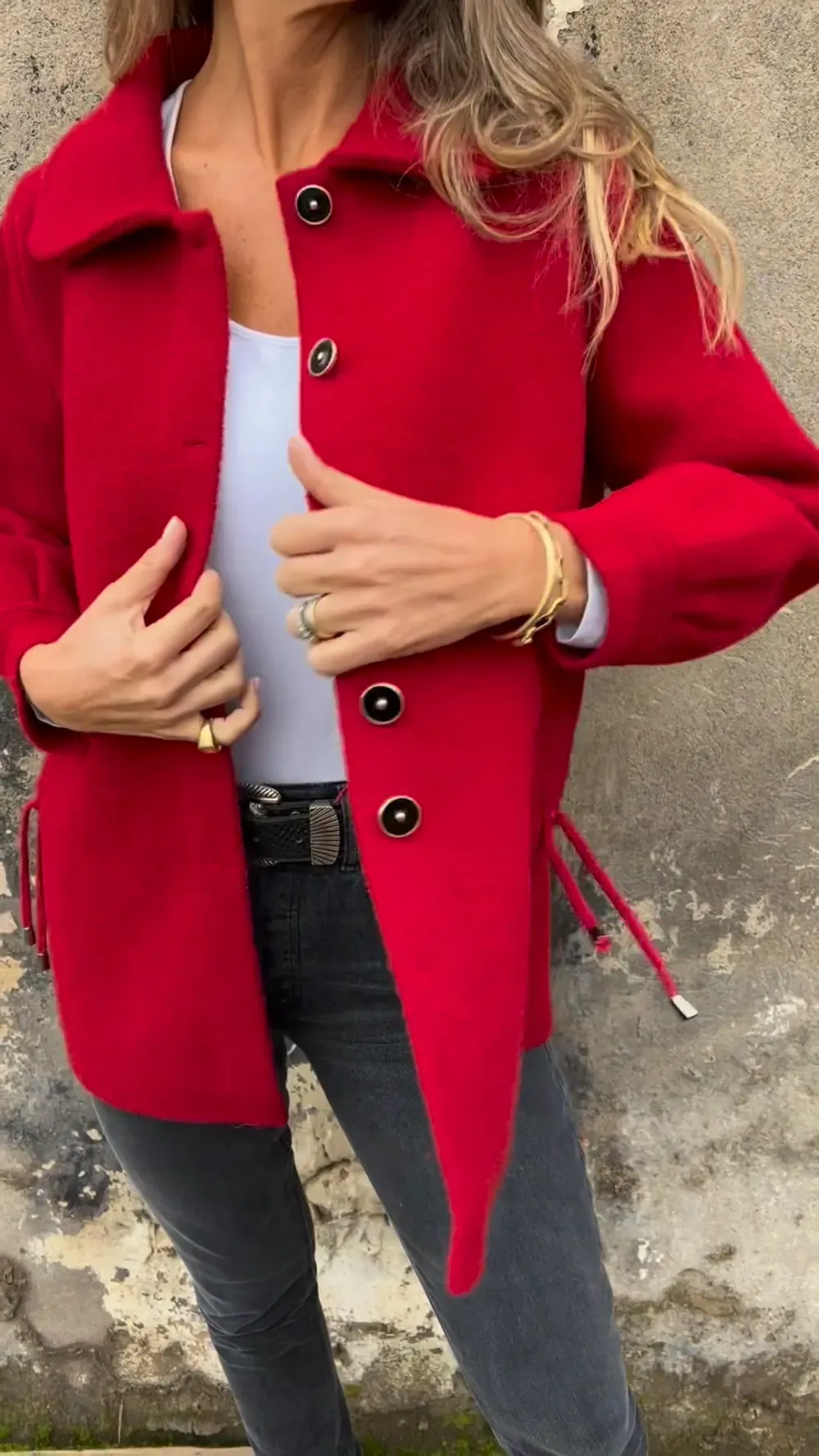 Elegant Wool-Blend Button-Down Coat